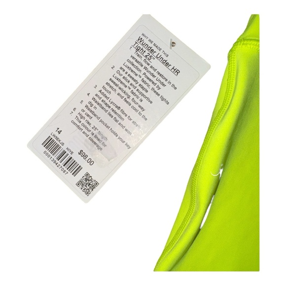 Lululemon Wunder Under High-Rise Tight 25", Highlight Yellow, Size 14 - Picture 8 of 10